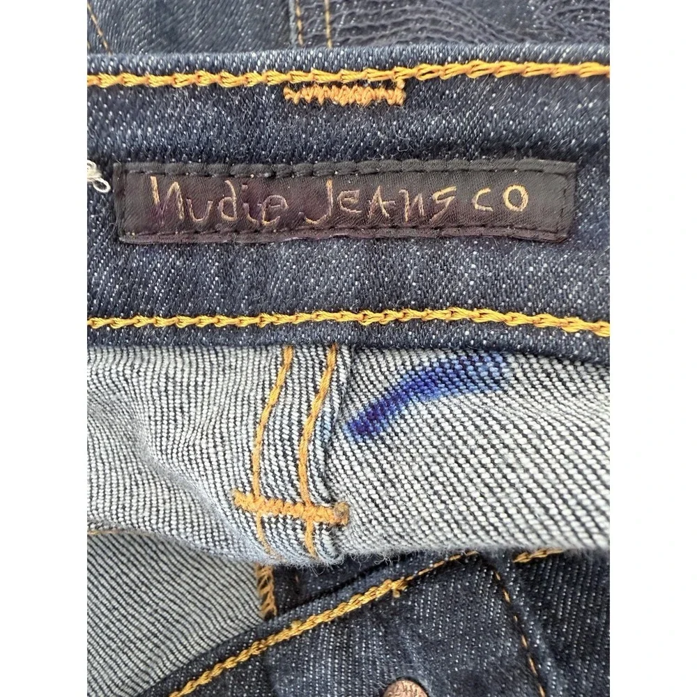 Nudie Jeans Co Mens 28x32 Dark Wash High Kai Skinny Stretch Denim Organic Cotton